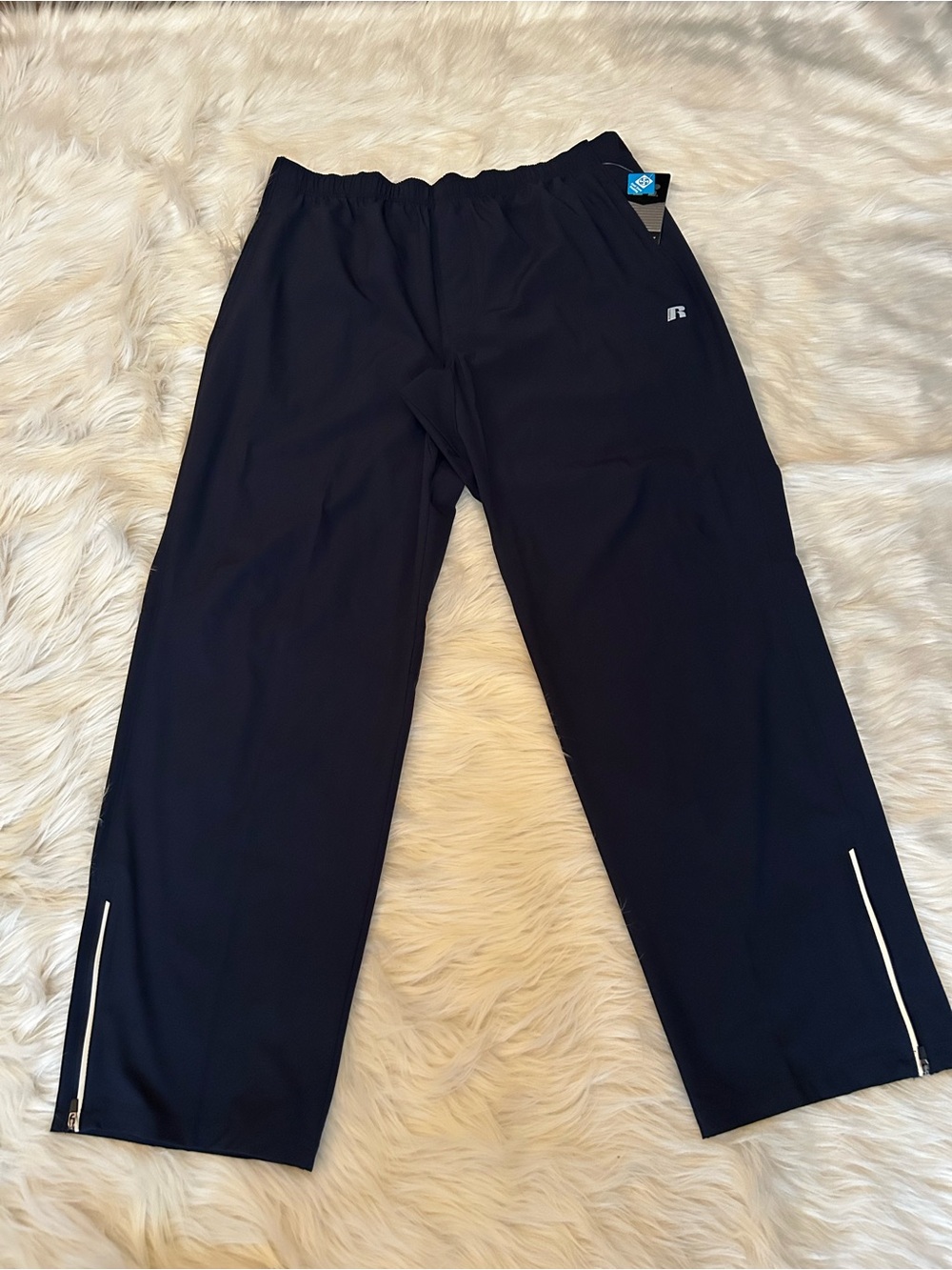 Russell Athletic Navy Blue Men's Jogger Pants with Reflective Zips